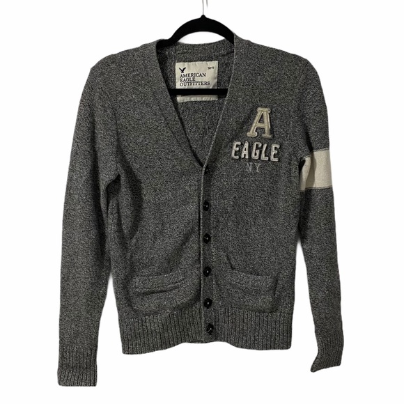 American Eagle Grey & White Knit Cardigan | XSmall - Picture 1 of 7